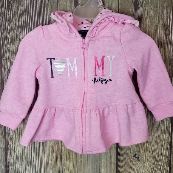 Tommy Hilfiger Other - Tommy Hilfiger Girls Hoodie Sz  12M Girls Pink Zip